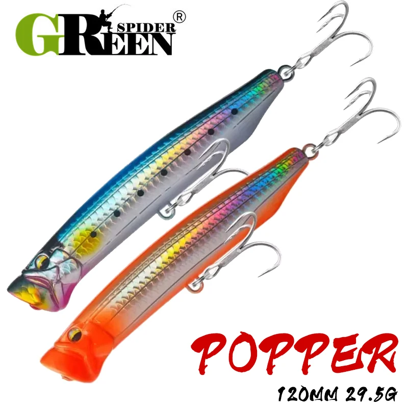 Fishing Lure Buzzbait - GREENSPIDER 新 120 ミリメートル 29.5 グラムトップウォータースリムポッパールアー海フローティング釣りルアーメカジキヒラマサマグロ