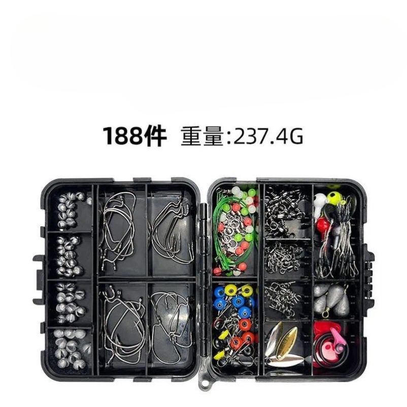 Fishing Lure Accessories - 188個入り釣り用アクセサリー・ルアーキット、釣り道具セット、クランクフック、スイベル、各種釣り針・おもり