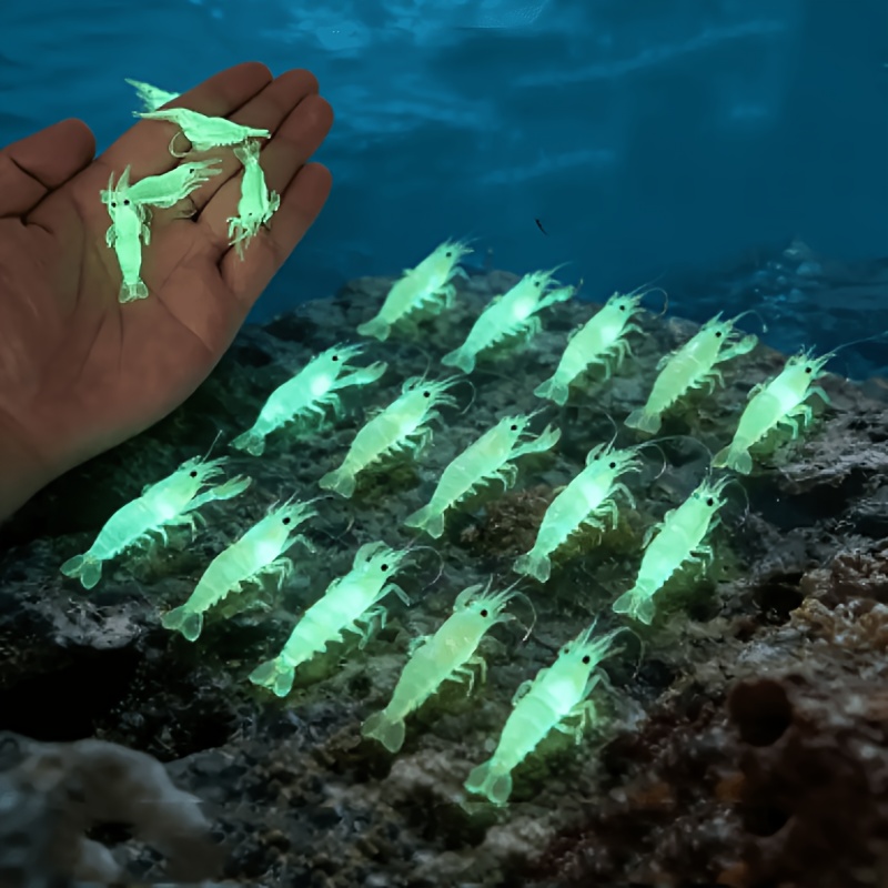 10個入り、発光するエビ型の釣り用ルアー。フック付きのソフト - Fishing Lure Soft Plastic のレビューと価格